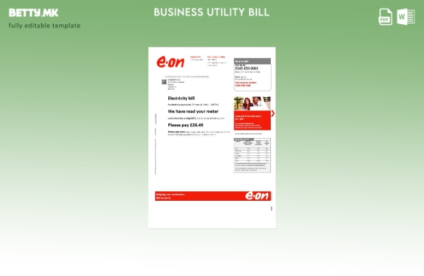 Обединетото Кралство верзија на E.ON деловна сметка за комунални услуги 1